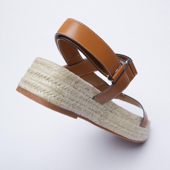 Zara Topstitched Jute Platform NWOT - Picture 6 of 6